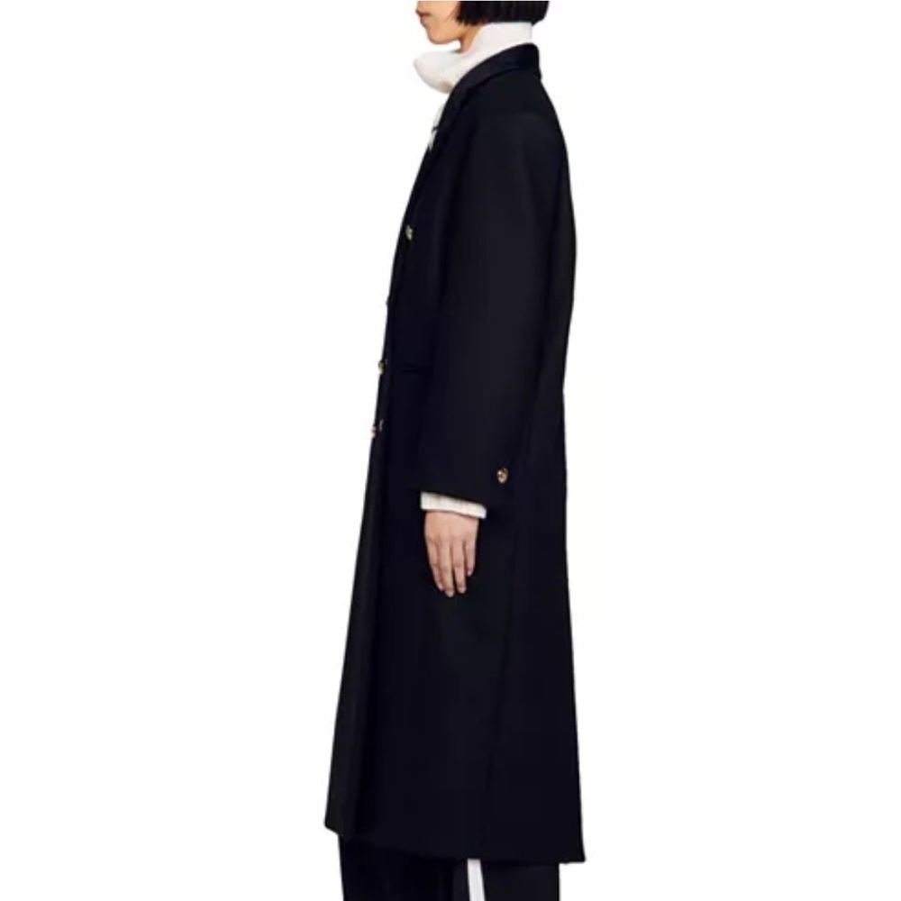 SANDRO Offy Double Breasted Long Coat - Picture 3 of 13